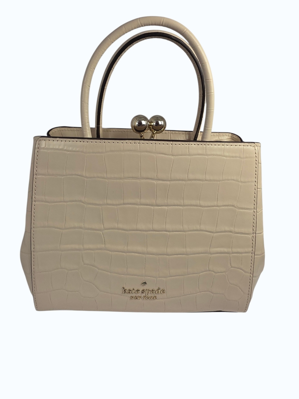 kate spade New York Cream Croc-Embossed Top-Handle Bag